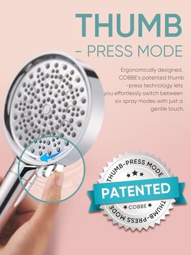 Cobbe Filtered Shower Head with Handheld, High Pressure 6 Spray Mode Showerhead with Filters, Water Softener Filters Beads for Hard Water - Remove Chlorine - Reduces Dry Itchy Skin, Chrome