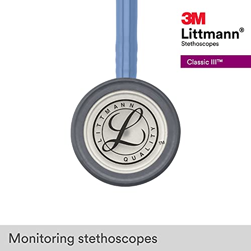 3M Littmann Classic III Monitoring Stethoscope, 5630, More Than 2X as Loud, Weighs Less, Stainless Steel Chestpiece, 27" Ceil Blue Tube