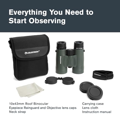 Celestron - Nature DX 10x42 Binoculars – Ideal for Birding and Outdoors – 42mm Objective Lenses – 5.8° Field of View – BaK-4 Prisms – Fully Multi-Coated – Waterproof and Fogproof