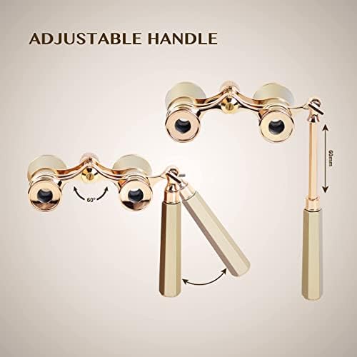 Yourelexit® Opera Glasses Binoculars 3X25 Lorgnette Theater Glasses Optical BK9 Mini Compact Lightweight Built-in Foldable Adjustable Handle Vintage for Adults Kids Women in Musical Concert Cinema