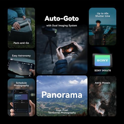 Dwarf 3 Smart Telescope - Portable, Capture Astronomy/Wildlife/Panorama, EQ Mode, Cloud Processing, 4K Auto-Tracking, Ultra-Light 3lb, Suits All Ages