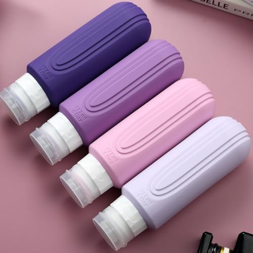 Travel Bottles for Toiletries, Large 6oz Oversize Containers, BPA Free Leak Proof Tubs Refillable Liquid Traveler Accessories with Toiletry Bag for Cometic Shampoo and Lotion Soap (4 Pack)