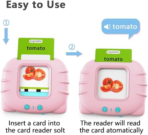 Lapare Audible Flash Cards Toys for Toddlers 2 3 4 5 6, Learn ABC Letters, Numbers 0-100,Phrases,Objects, Adjectives, and More Dolch Sight Words, 280 Cards with 560 Words/Phrases (Pink)