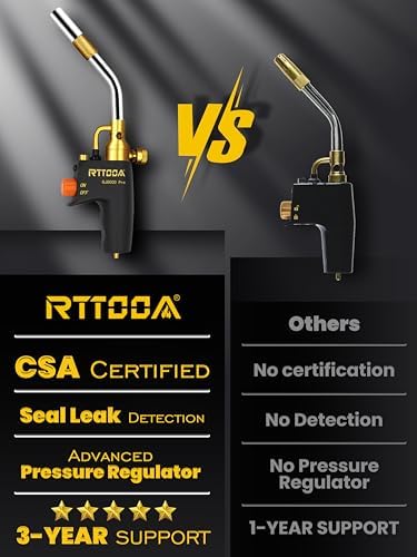 Propane Torch Head, GJ-8000pro High Intensity Torch Head, Trigger Start Gas Torch Kit for Propane, Pencil Flame Welding Torch Fuel by Mapp/Map/Propane, Soldering, Cooking(CSA Certified)