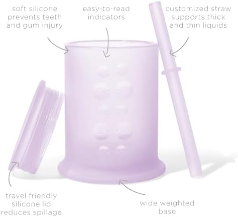 Olababy Silicone Training Cup with Straw Lid | Babies Water Drinking Cup | 6+ Mo Infant To 12-18 Months Toddler | Sippy Cup For Kids & Smoothie Cup | Baby Led Weaning (Lilac, 5 oz)