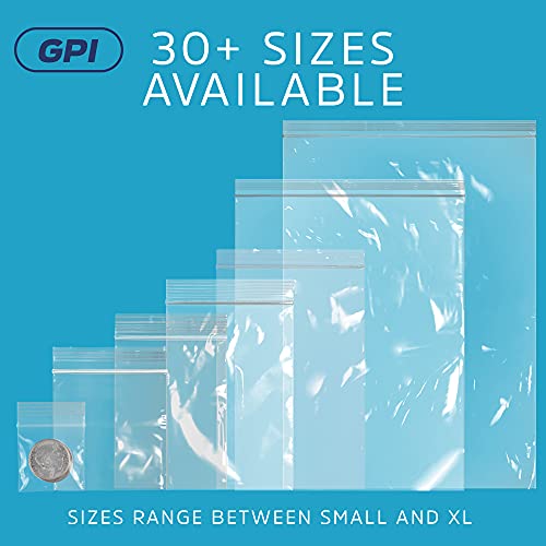 CLEAR PLASTIC RECLOSABLE ZIP BAGS - Bulk GPI Case Of 1000 8" x 10" 2 mil Thick Strong & Durable Poly Baggies With Resealable Zip Top Lock For Travel, Storage, Packaging & Shipping.