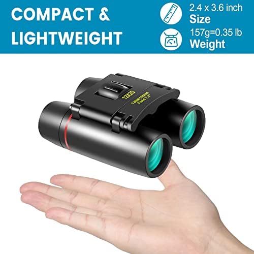 12X25 Mini Pocket Binoculars Compact, Small Lightweight Foldable for Adults Kids Bird Watching, Travel, Opera Concert, Hiking, Cruise, Football Game Green