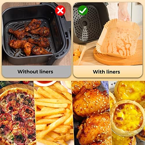 Ctizne Air Fryer Liners Disposable: 200PCS 8 Inch Square Parchment Paper Liner, Non-stick Oilproof Baking Paper Sheets for 5-8 QT Airfryer Basket