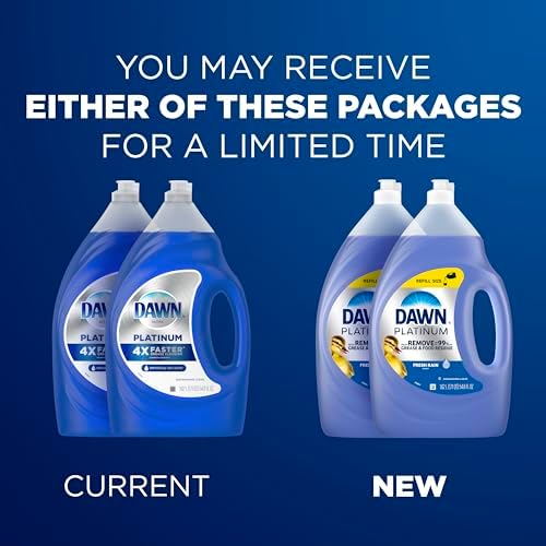 Dawn Platinum Dish Soap Liquid, Dishwashing Liquid, Grease Removal, Fresh Rain, 2x54.8oz Bundle