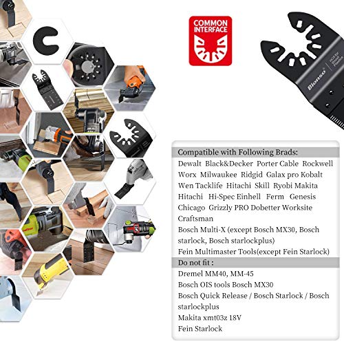 Bionso 55PCS Oscillating Saw Blades, Professional Universal Titanium Multitool Blades for Wood Plastics Metal, Quick Release Multi Tool Kits Fit Dewalt Ryobi Milwaukee Rockwell Fein Makita