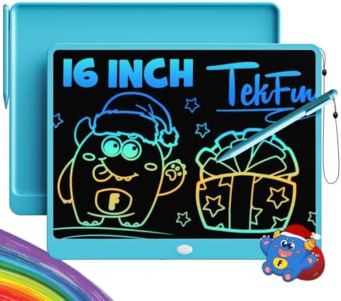 TEKFUN LCD Writing Tablet Doodle Board, 16 Inch Colorful Drawing Tablet Writing Pad, Toddler Toys for 3 4 5 6 7 8 9 Year Old Girls Boys Teen Adults, Birthday Gifts for Kids (Blue)