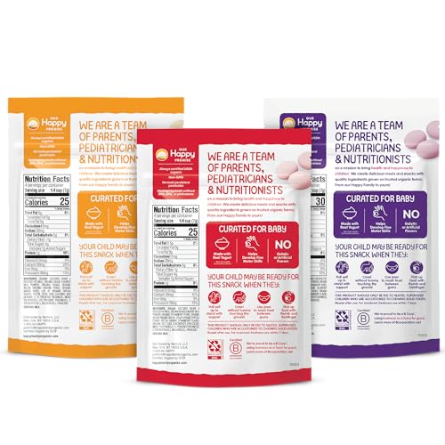 Happy Baby Organics Yogis Freeze-Dried Yogurt & Fruit Snacks, Variety Pack, 1 Ounce (Pack of 6)