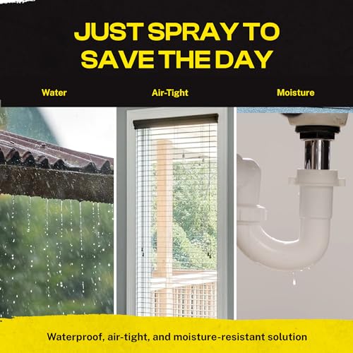 Sealant Spray 2Pk, Waterproof and Air Tight Liquid Rubber Spray Seals, Prevents and Patches Leaks, Protects Surfaces, Works on Most Materials, Long Lasting, Dries Clear - 2 Cans (28 Oz)