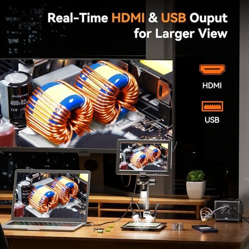 Elikliv EDM9 Max Digital Microscope: 20MP 10.1" 1500X HD IPS HDMI Coin Microscope Magnifier for Error Coins with Screen & Light, LCD Soldering Microscopes for Adults, PC/TV View, 64GB