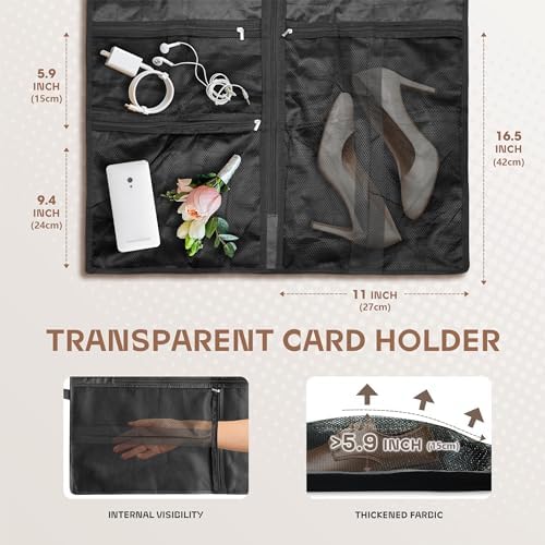 60 inch Garment Bags for Closet Storage and Travel with Zipper Pocket, Heavy Duty Waterproof Hanging Suit Bag with Handles for Suits, Coats, Jackets, Shirts, 1 pack