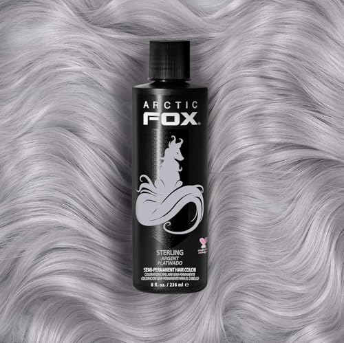 Arctic Fox Semi-Permanent Hair Dye, Vegan & Cruelty-Free, Pastel Silver Toner for Platinum Blonde, Conditioning Formula, Ammonia & Peroxide Free, STERLING, 8 Fl Oz (Pack of 2)