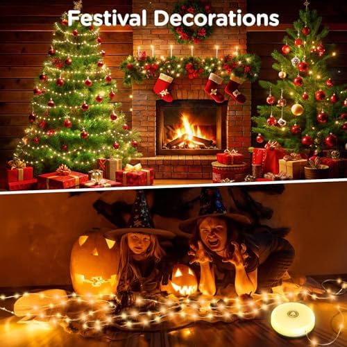 OGERY 2-Pack Camping String Lights, 4 in 1 Quick Storage 32.8FT Rechargeable Tent Lights String with 8 Lighting Modes, Hanging Waterproof Portable LED Lamp for Outdoor Patio Awning Party Essentials