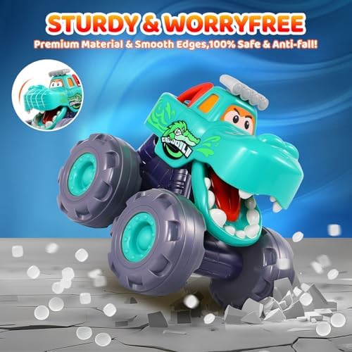 Car Toys for 1 Year Old Boy Gifts, Pull Back Monster Truck Toy Cars for Toddlers 1-3, 1 2 3 One Year Old Boy Birthday Gift 1st Vehicles Kids Stocking Stuffers Toddler Baby Boys Toys 12-18 Months