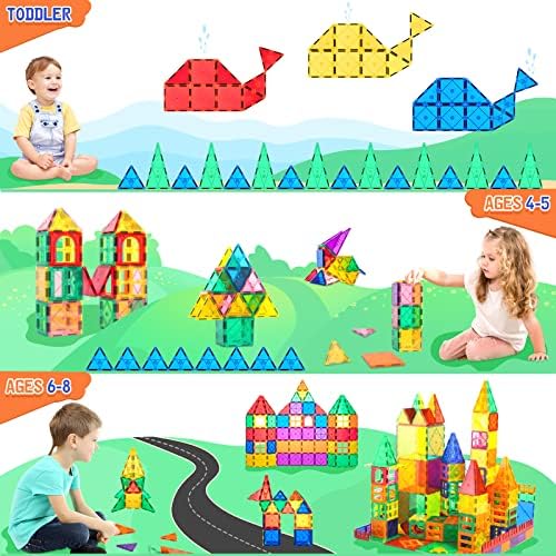 Magnetic Tiles Toddler Toys Magnetic Building Blocks for Kids Ages 3-12 STEM Educational Toys for Girls & Boys Sensory Play for Preschool Learning Classroom Must Have Decor
