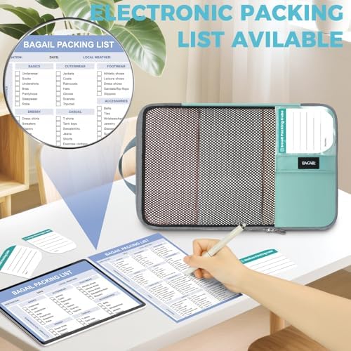 BAGAIL 4 Set/6 Set/8 Set Compression Packing Cubes Travel Accessories Expandable Packing Organizers(HalfMesh,8-DustyBlue)