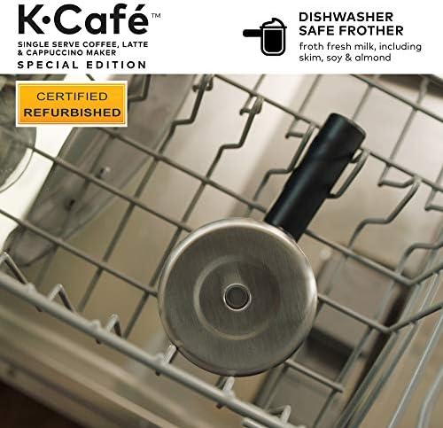 Keurig K-Cafe Special Edition Coffee Maker, Single Serve K-Cup Pod Coffee, Latte and Cappuccino Maker, Comes with Dishwasher Safe Milk Frother, Coffee Shot Capability, Nickel (Renewed)