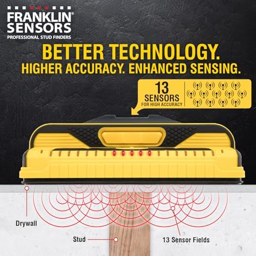 Franklin Sensors ProSensor M210 Stud Finder with 13-Sensors, Wood & Metal Stud Detector/Wall Scanner, Live Wire Detection