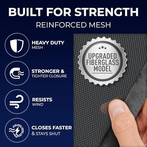 Upgraded Magnetic Screen Door - Bugs Out, Breeze in - 9min Install Auto-Sealing Heavy Duty Double Stitched Mesh, 52 Magnets, Hands Free Patio Door Net, Pet & Kid Friendly, 38 x 82 Inch, Flux Phenom
