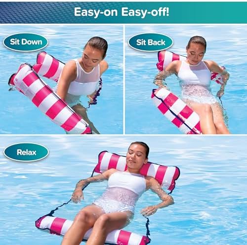 Aqua 4-in-1 Monterey Hammock Pool Float & Water Hammocks, 1-2-3-4 Multipacks – Multiple Colors/Styles – for Adults and Kids Floating