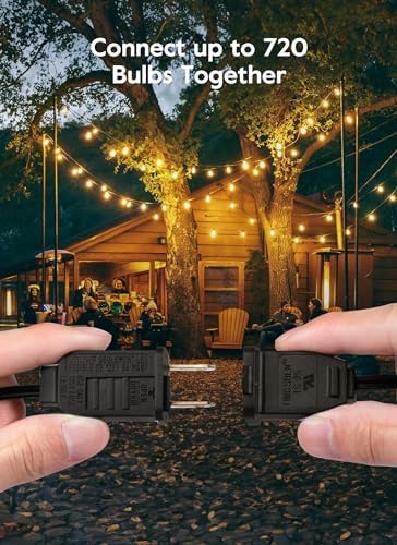 Brightown Outdoor String Lights, 50FT 25 G40 Bulbs Shatterproof Patio Lights, IP65 Waterproof Dimmable Hanging Connectable Globe LED Outdoor Lights for Backyard, Bistro, Porch, Deck, Balcony