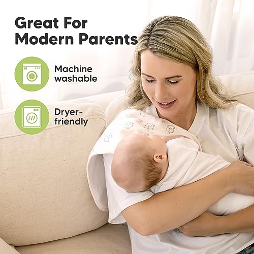 Organic Burp Cloths Baby Boy & Girl - 5-Pack Super Absorbent Cotton Burping Cloths for Babies, Soft & Plush Newborn Spit Up Rags, Infant Towels for Milk Spit Up, Unisex, Large 21" x 10" (Sweet Charm)