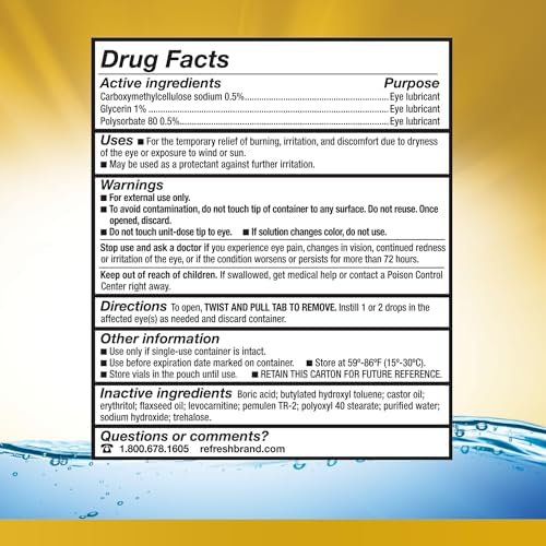 Refresh Optive MEGA-3 Lubricant Eye Drops Preservative-Free Artificial Tears, 0.01 fl oz (0.4 mL), 30 Single-Use Containers
