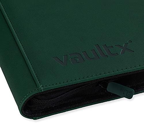 Vault X 12 Pocket Trading Card Zip Binder - 480 cards, Premium Exo-Tec Album Material, 20 Side-Loading Pages, Folder for Collectible Card Games, Sports, TCG (Green)