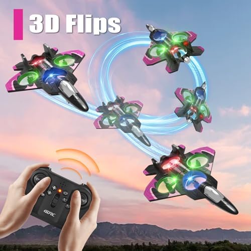4DRC V32 Foam RC Planes Remote Control Airplanes for Girls Boys Adults 8-16, RC Drone Airplane Helicopter Fighter Jet with Light, Fighter Jet Toys, Airplane Toy Gifts for Kids Adults Beginners