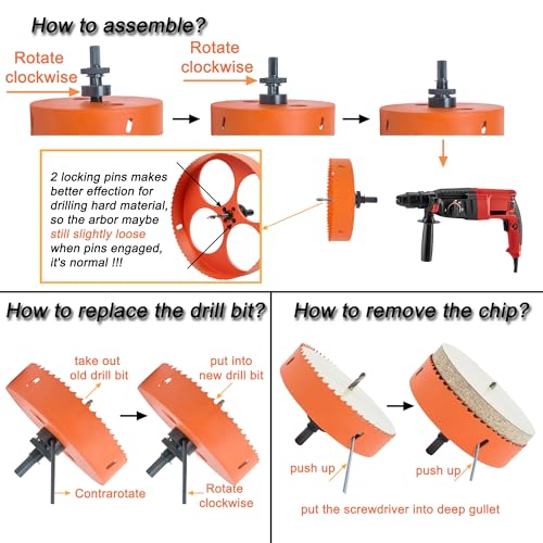 8 Inch Hole Saw with Arbor for Metal Wood Plastic, 8 in Bi-Metal Hole Cutter for Different Project with Smooth and Flat Drilling Edge, Fast Chip Removal,Lighter and Portable