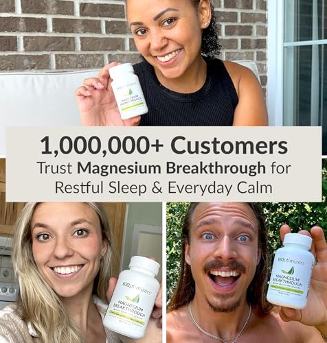 BIOptimizers Magnesium Breakthrough Supplement 4.0-7 Forms of Mg: Glycinate, Malate, Citrate, and More - Natural Support for Sleep and Cognitive Function - 60 Capsules- Calming Vitamins Complex