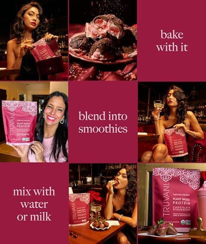 Truvani Vegan Pea Protein Powder | Chocolate Strawberry | 20g Organic Plant Based Protein | 10 Servings | Keto | Gluten & Dairy Free | Low Carb | No Added Sugar