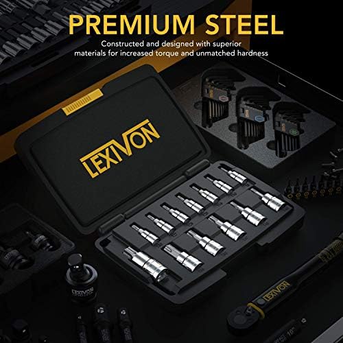 LEXIVON Torx Bit Socket Set, Premium S2 Alloy Steel | 13-Piece Star T8 - T60 Set | Enhanced Storage Case (LX-143)