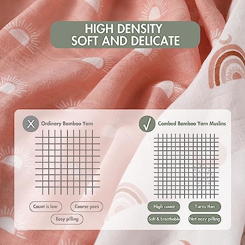GLLQUEN BABY Receiving Blanket Boy Cotton Muslin Swaddle Blankets Girl Newborn Squares Breathable & Soft Thin Baby Blankets Cloths Double Absorbent Infant Swaddling Wrap - 6 Pack (Sun)