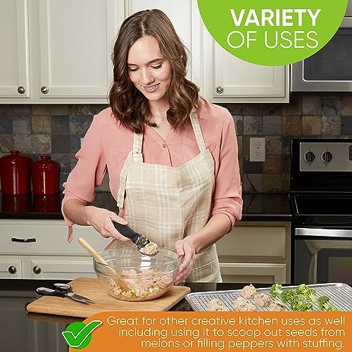 Spring Chef Ice Cream Scoop with Soft Grip Handle, Professional Heavy Duty Sturdy Scooper, Premium Kitchen Tool for Cookie Dough, Gelato, Sorbet, Black, 2 Pack