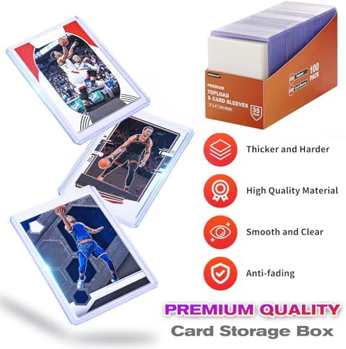 1000 Card Sleeves Top Loaders for Cards, Arjiekwei 3"X4" Baseball Card Protectors Hard Plastic, Premium Toploaders Card Holder for Trading Sports Football Game Card(500 Top Loaders + 500 Card Sleeves)