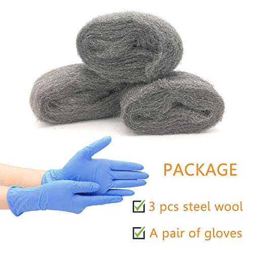 Steel Wool Fill Fabric DIY Kit, Steel Wool for Mice Control Away from Holes/Siding/Pipeline/Vents in House, Hardware Cloth Coarse Wire Wool Hardware Cloth, 3 Pack × 10FT