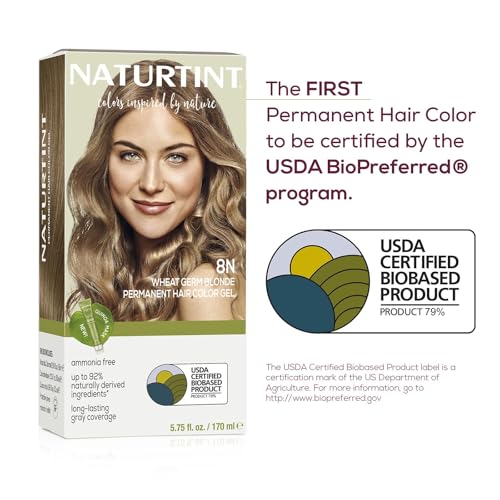 Naturtint 8N Wheat Germ Blonde Permanent Hair Color (Pack of 6), Ammonia Free, Vegan, Cruelty Free, up to 100% Gray Coverage, Long Lasting Results (Packaging may vary)