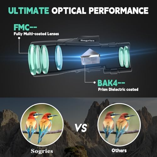 6-16x40 HD Zoom Binoculars for Adults, High Powered, Large View, BAK4 Prism, Waterproof, Clear Low Light Vision for Bird Watching,Hiking, Travel
