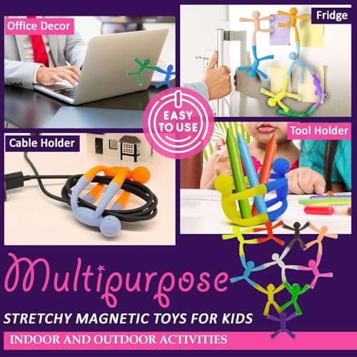 MAGMEN Enhanced Grip Magnetic Fidget Figures for Kids 3-8 & Toddlers | 10-Piece Solid Colors Multipurpose Magnets Set for Travel, Road Trip, Office & Stocking Stuffer Gifts.