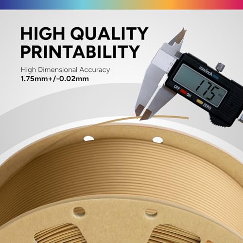 OVERTURE PLA Filament 1.75mm PLA 3D Printer Filament, 1kg Cardboard Spool (2.2lbs), Dimensional Accuracy +/- 0.02mm, Fit Most FDM Printer (Brown)