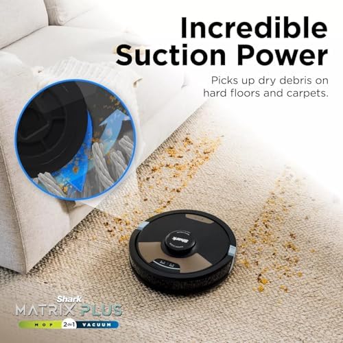 Shark Matrix Plus 2-in-1 Robot Vacuum & Sonic Mop, Home Mapping, HEPA Bagless Self Empty Base with 30-Day Capacity, CleanEdge, for Pet Hair, WiFi, UR2650WS (Renewed)