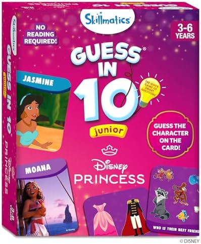 Skillmatics Guess in 10 - Disney Princess Card Game for Preschool Kids, Girls & Boys Who Love Cinderella, Ariel, Jasmine, Fun Travel Game & Gifts for Ages 3, 4, 5, 6