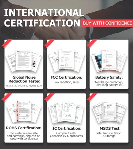 PROHEAR 037 Bluetooth 5.3 Hearing Protection Headphones with Rechargeable 1500mAh Battery, 30dB SNR Safety Noise Reduction Ear Muffs 120H Playtime for Mowing, Workshops, Snowblowing - Black