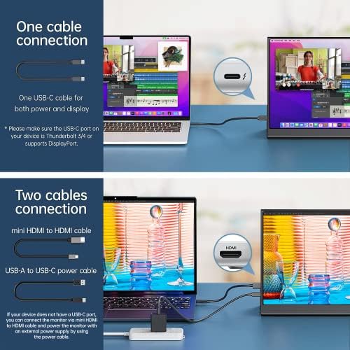 15.6inch Portable Monitor,1080P USB-C HDMI Second External Monitor for Laptop,PC,Mac Phone,PS,Xbox,Swich,IPS Ultra-Thin Zero Frame Gaming Display/Premium Smart Cover