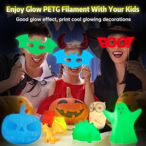 SUNLU PETG Glow in The Dark Filament, Luminous PETG 3D Printer Filament 1.75mm, High Brightness and Long Time Filament, Dimensional Accuracy +/- 0.02mm, 1kg Spool.(Glow Yellow)